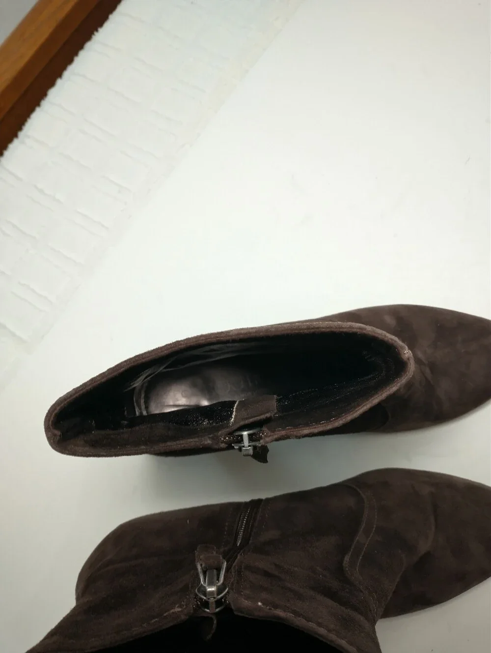 Women's Brown‎ Suede Leather Ankle Boots, Size 10, Heeled, Rounded Toe